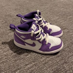 Nike Air Jordan 1 Mid Purple Venom/White Shoes - Kids 10C